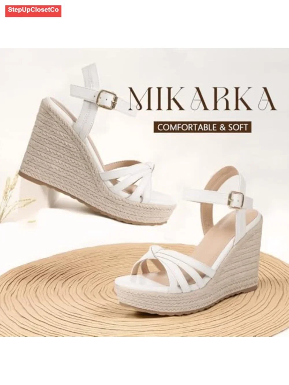 Women's Espadrille Wedge Sandals Platform Open Toe Ankle Buckle Cushioned
